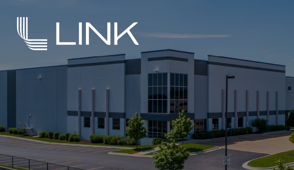Link Logistics warehouse with company logo